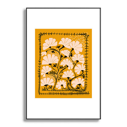 Ever blooming good vibes mustard yellow Framed Art Print Gallery Image 86