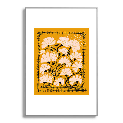 Ever blooming good vibes mustard yellow Framed Art Print Gallery Image 101