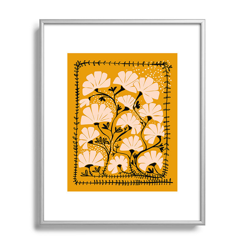 Ever blooming good vibes mustard yellow Framed Art Print Gallery Image 95