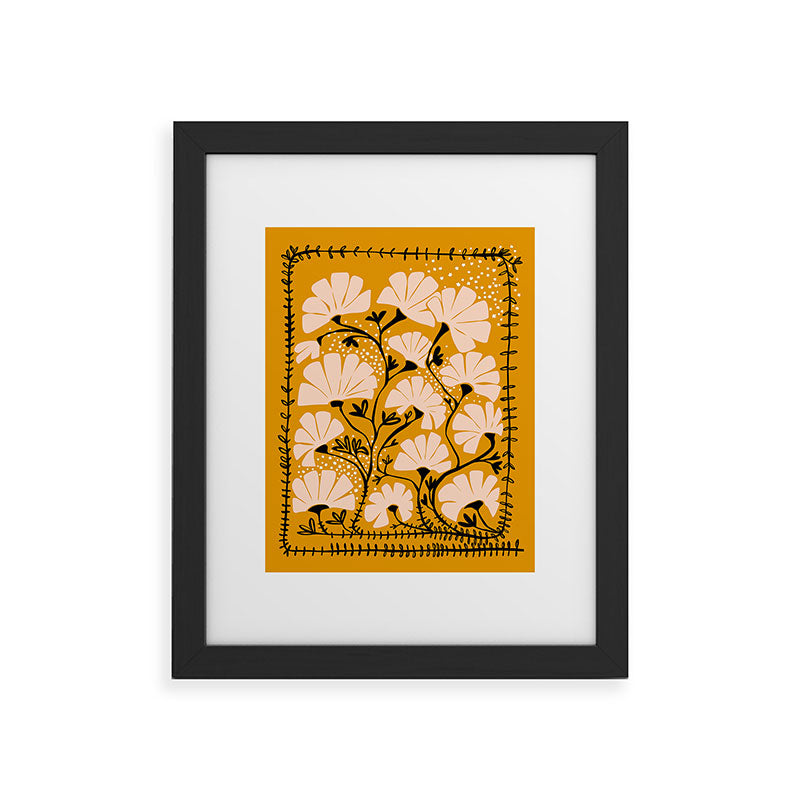 Ever blooming good vibes mustard yellow Framed Art Print Gallery Image 32