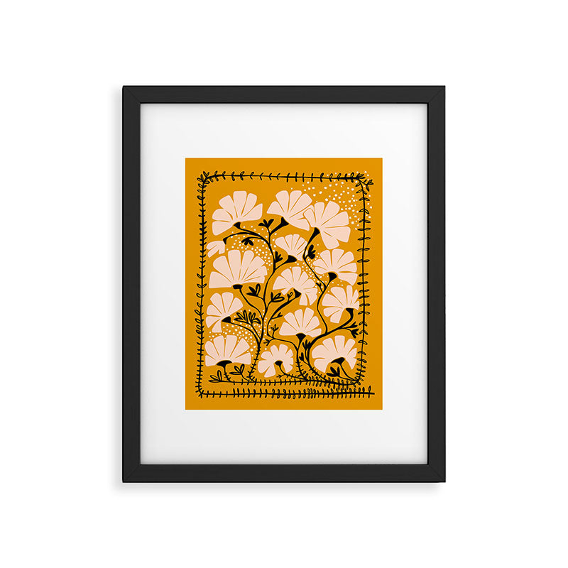 Ever blooming good vibes mustard yellow Framed Art Print Gallery Image 4