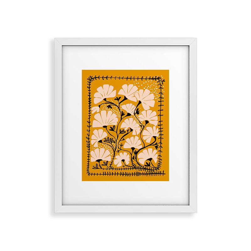 Ever blooming good vibes mustard yellow Framed Art Print Gallery Image 25