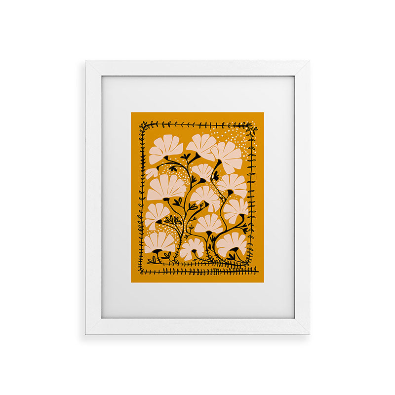 Ever blooming good vibes mustard yellow Framed Art Print Gallery Image 51