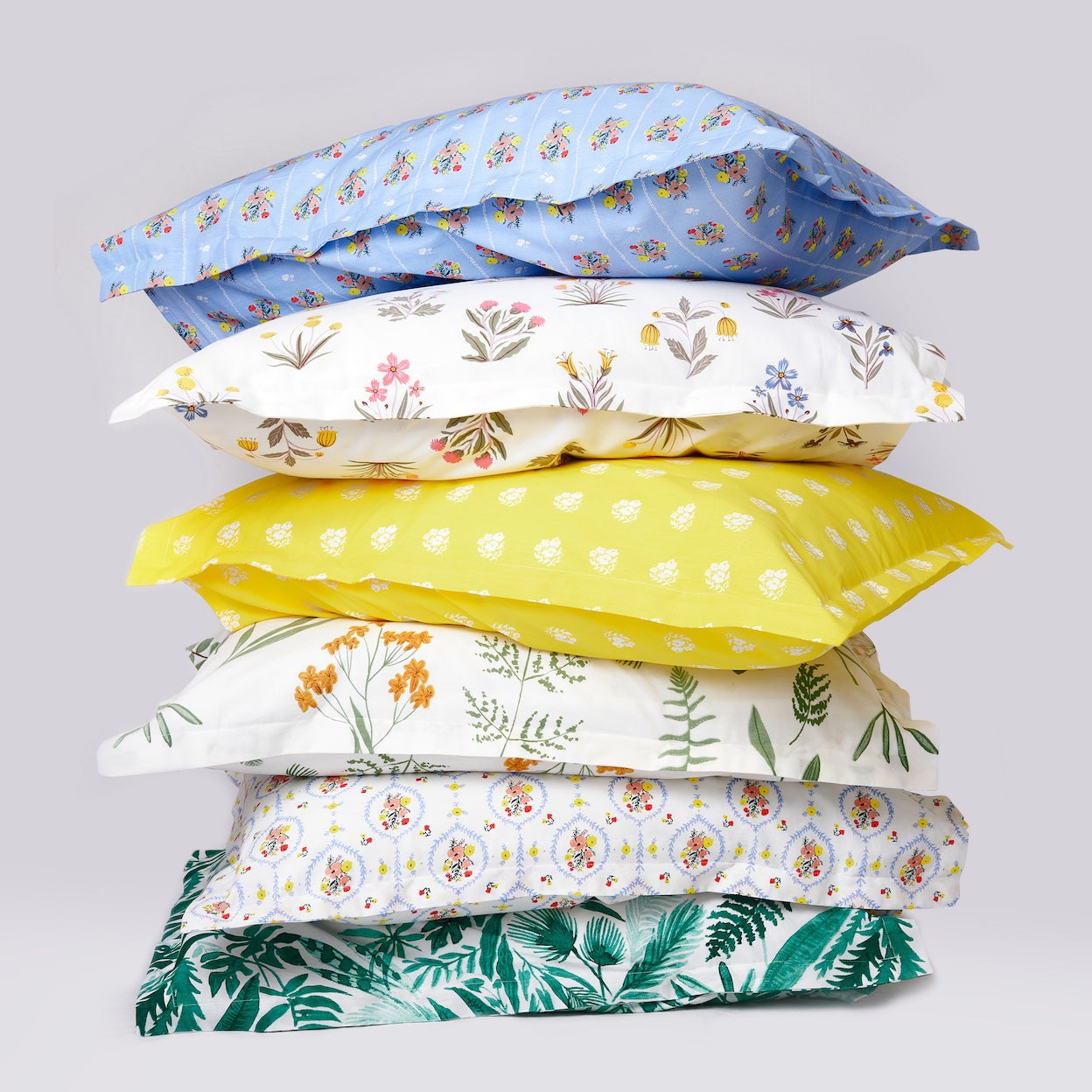 White Posies on Yellow Brushed Cotton Duvet Cover Set