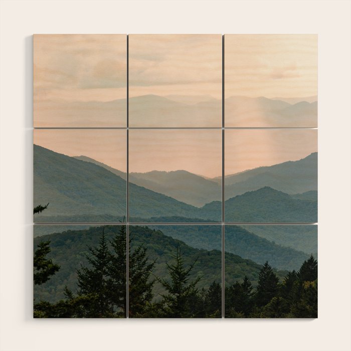 Smoky Mountain Pastel Sunset Wood Wall Art Gallery Image 2