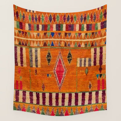 Orange Traditional Moroccan Design Wall Tapestry Gallery Image 3