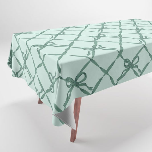 Green Trellis Ribbon Bows Tablecloth Gallery Image 1