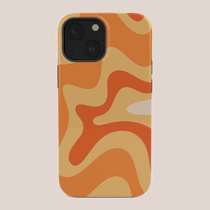 Retro Liquid Swirl Abstract Pattern Square in Tangerine Orange Yellow Tones iPhone Case Gallery Image 34