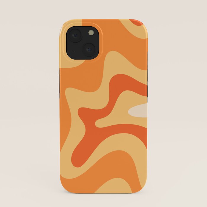 Retro Liquid Swirl Abstract Pattern Square in Tangerine Orange Yellow Tones iPhone Case Gallery Image 37
