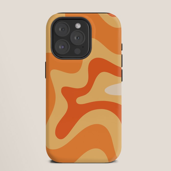 Retro Liquid Swirl Abstract Pattern Square in Tangerine Orange Yellow Tones iPhone Case Gallery Image 11