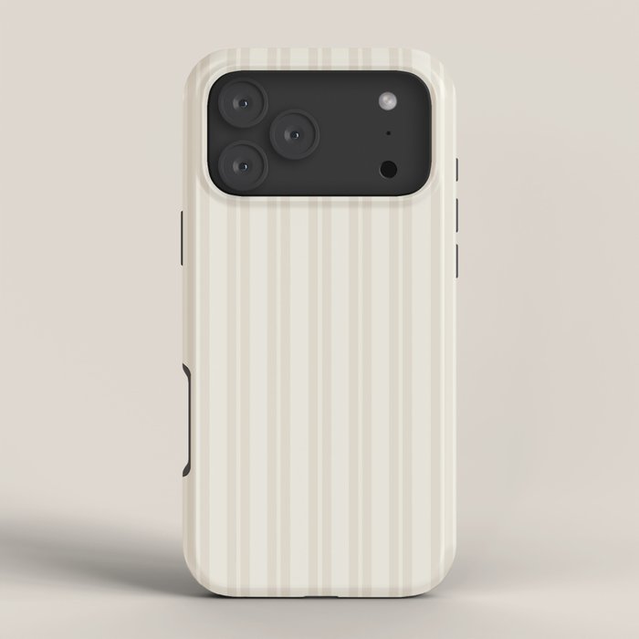 Pale Neutral Classic Double Stripe Pattern iPhone Case Gallery Image 4