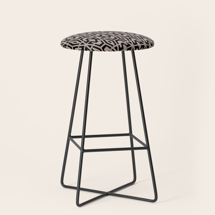 Geometric Art, Aztec Prints, Black and Beige, Wall Art Boho Stool Gallery Image 1