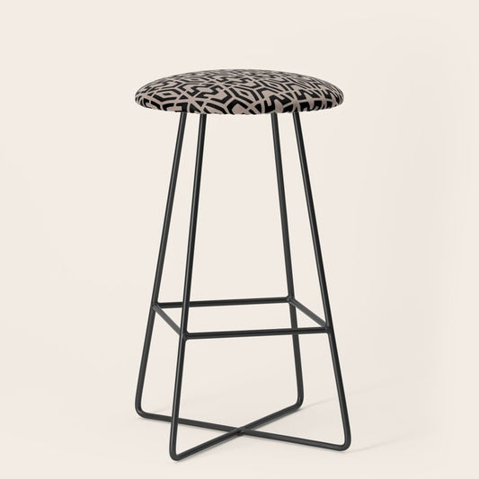Geometric Art, Aztec Prints, Black and Beige, Wall Art Boho Stool Gallery Image 1