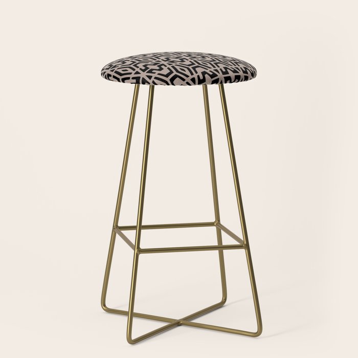 Geometric Art, Aztec Prints, Black and Beige, Wall Art Boho Stool Gallery Image 2