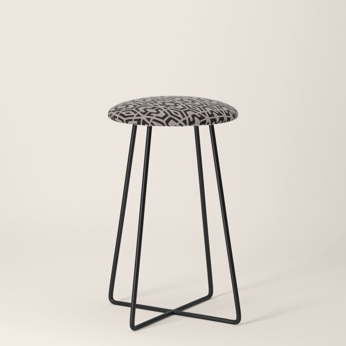 Geometric Art, Aztec Prints, Black and Beige, Wall Art Boho Stool Gallery Image 3