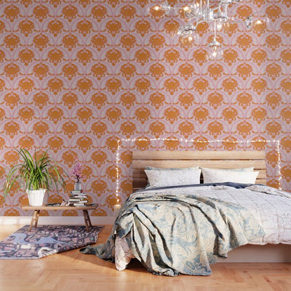 Orange Crab On Pink Pattern Wallpaper Gallery Image 3