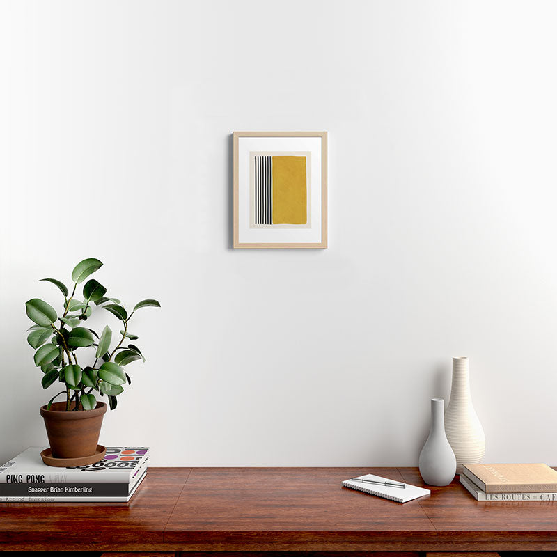 Mustard Yellow Black Lines Abstract Art Framed Art Print Gallery Image 16