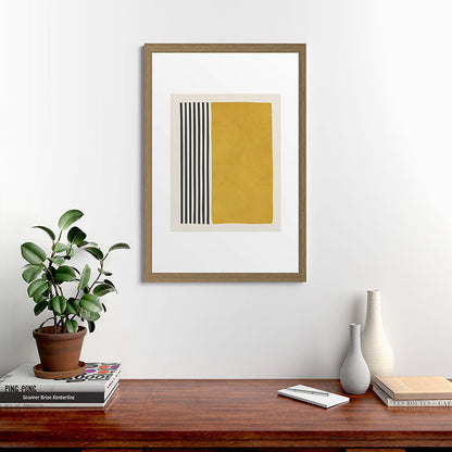 Mustard Yellow Black Lines Abstract Art Framed Art Print Gallery Image 41