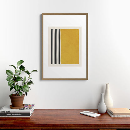 Mustard Yellow Black Lines Abstract Art Framed Art Print Gallery Image 13