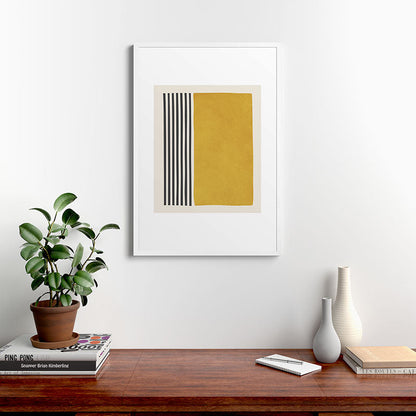 Mustard Yellow Black Lines Abstract Art Framed Art Print Gallery Image 27