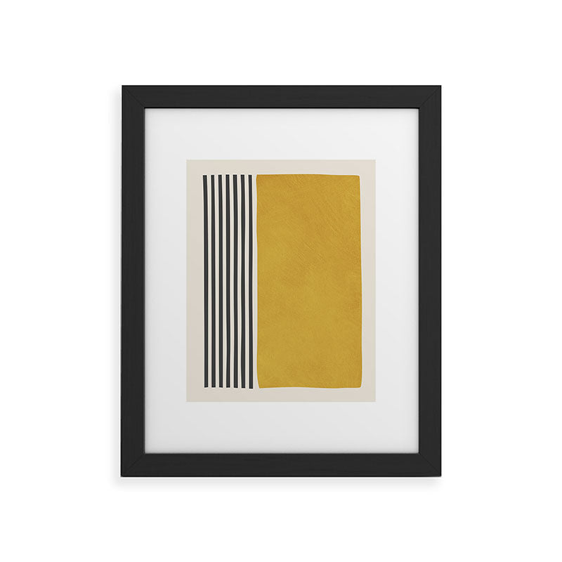 Mustard Yellow Black Lines Abstract Art Framed Art Print Gallery Image 30