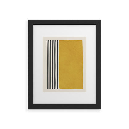 Mustard Yellow Black Lines Abstract Art Framed Art Print Gallery Image 33