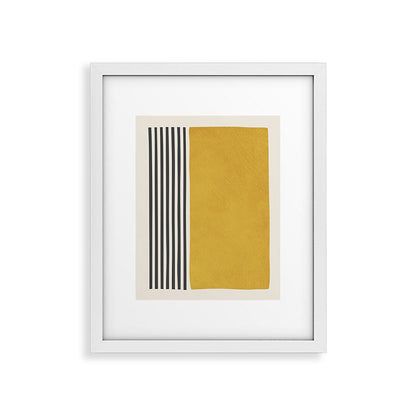 Mustard Yellow Black Lines Abstract Art Framed Art Print Gallery Image 26