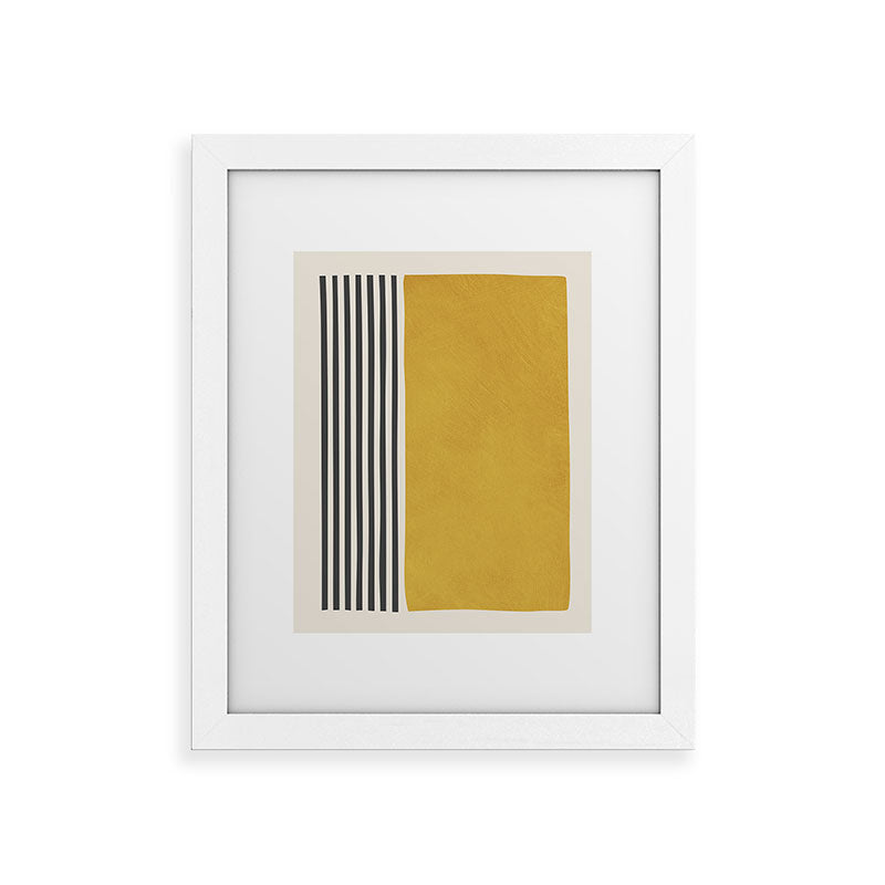Mustard Yellow Black Lines Abstract Art Framed Art Print Gallery Image 54