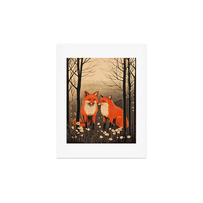 Autumn Forest Fox Pair Art Print Gallery Image 3