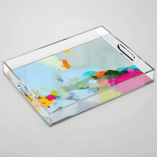 pink hill with sun ray Acrylic Tray Gallery Image 1