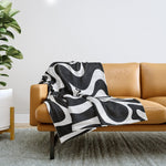 Liquid Swirl Abstract Pattern in Black and White Throw Blanket Gallery Image 1