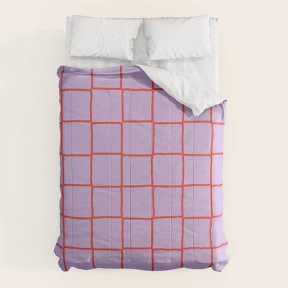 Red + Lavender Plaid Checker Comforter Gallery Image 6
