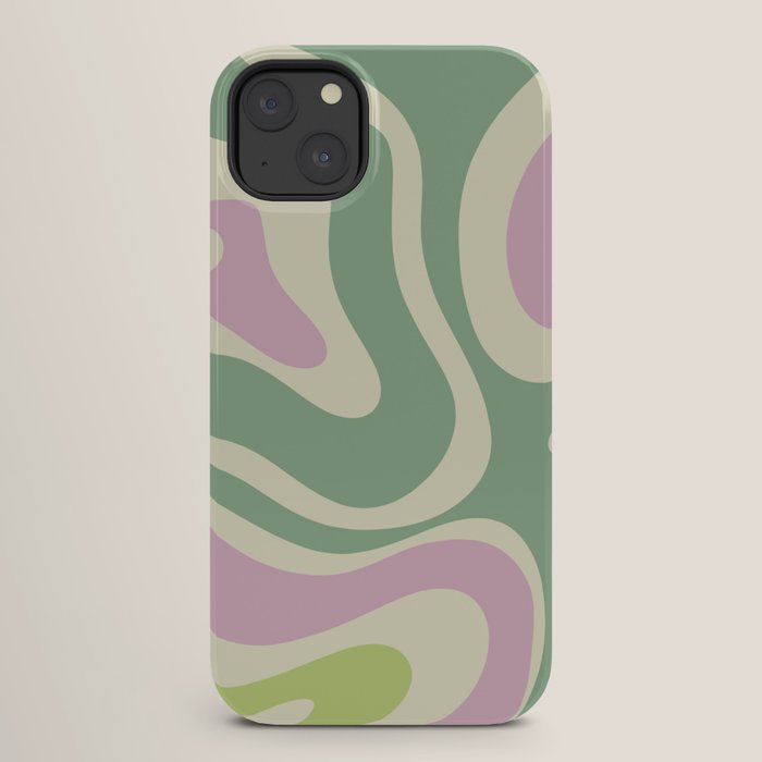 Modern Retro Liquid Swirl Abstract in Soft Pastel Lavender Pink Lime Green Cream iPhone Case Gallery Image 26