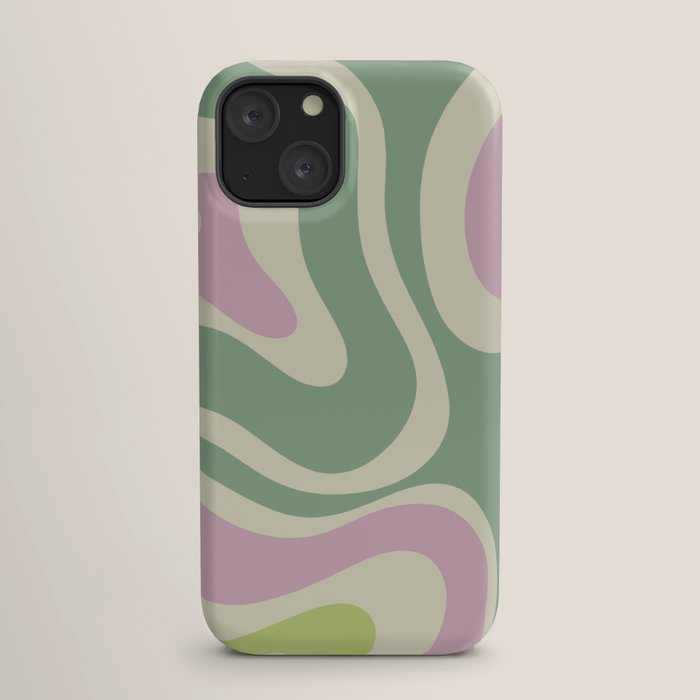 Modern Retro Liquid Swirl Abstract in Soft Pastel Lavender Pink Lime Green Cream iPhone Case Gallery Image 17