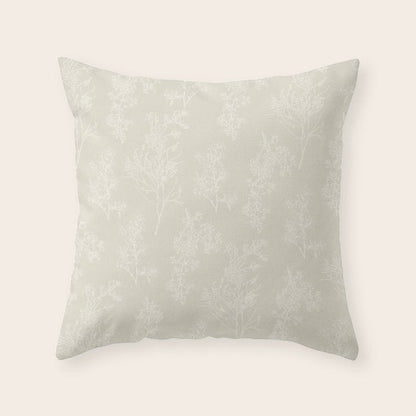 Botanical Cottage Floral Pattern in Light Mushroom Beige and Cream Throw Pillow Gallery Image 4