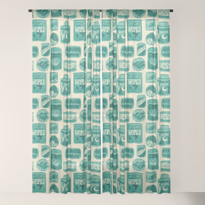 Vagabondâs Cupboard - teal and cream Window Curtain Gallery Image 22