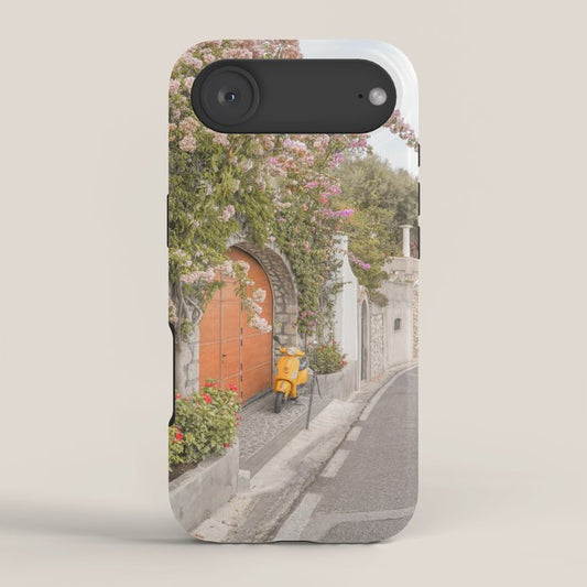 Floral Road on Capri Island | Pastel Color Street in Italy Summer Art Print | Wanderlust Vibes Travel Photography iPhone Case Gallery Image 2