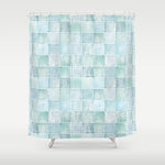 Sea Glass Tiles Watercolor Shower Curtain Gallery Image 1