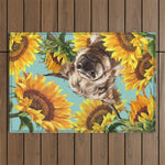 Highland Cow with Sunflowers in Blue Outdoor Rug Gallery Image 1