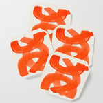 Mid Century Modern Abstract Painting Orange Watercolor Brush Strokes Coaster Gallery Image 1