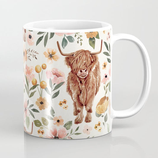 Cate & Rainn® Charlotte Floral Highland Cow Coffee Mug Gallery Image 1