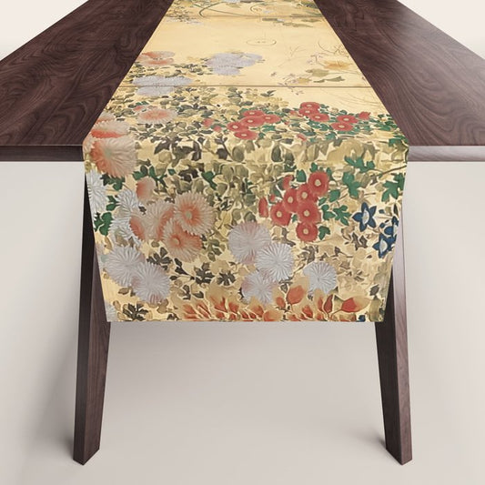 Japanese Edo Period Six-Panel Gold Leaf Screen - Spring and Autumn Flowers Table Runner Gallery Image 1