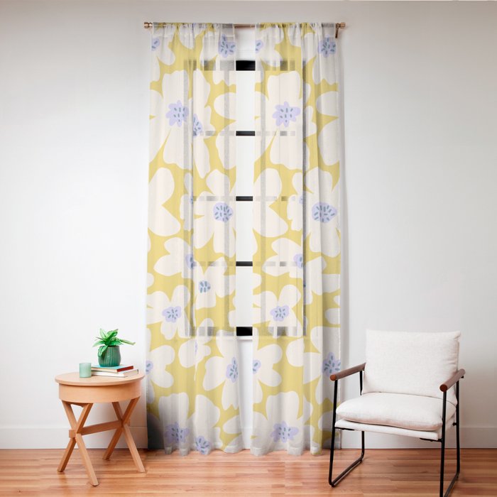 Retro Daisy - yellow, white and purple Window Curtain Gallery Image 20