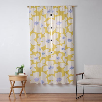 Retro Daisy - yellow, white and purple Window Curtain Gallery Image 13