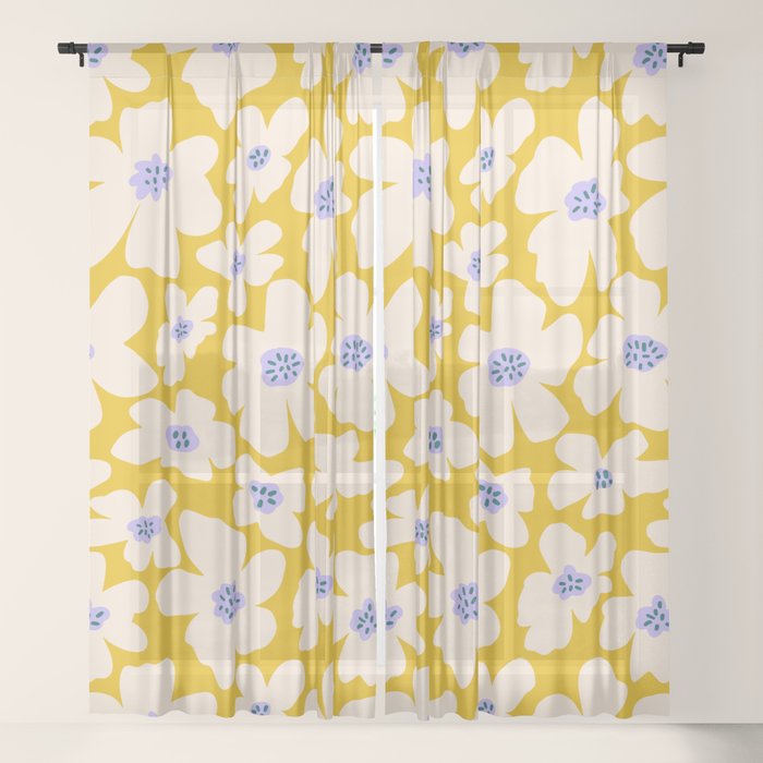 Retro Daisy - yellow, white and purple Window Curtain Gallery Image 21
