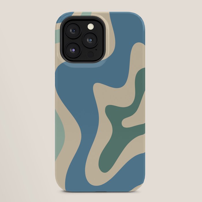 Retro Liquid Swirl Abstract Pattern Blue Aqua Teal Beige iPhone Case Gallery Image 28