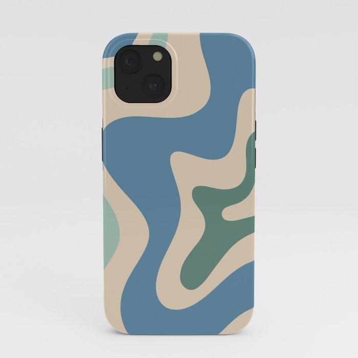 Retro Liquid Swirl Abstract Pattern Blue Aqua Teal Beige iPhone Case Gallery Image 37