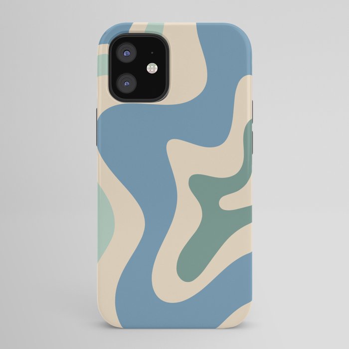 Retro Liquid Swirl Abstract Pattern Blue Aqua Teal Beige iPhone Case Gallery Image 42
