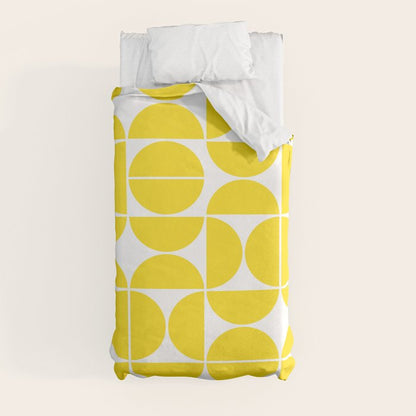 Mid Century Modern Geometric 04 Lemon Yellow Duvet Cover Gallery Image 9