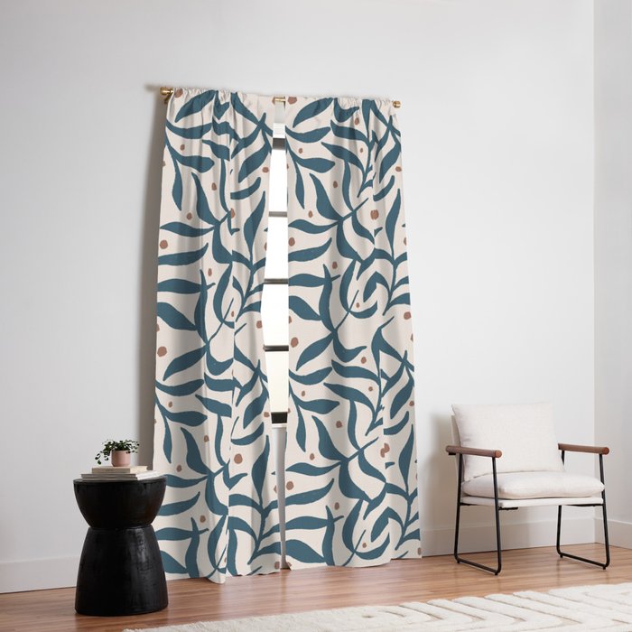 Branches and Berries - Teal and Mocha Window Curtain Gallery Image 6